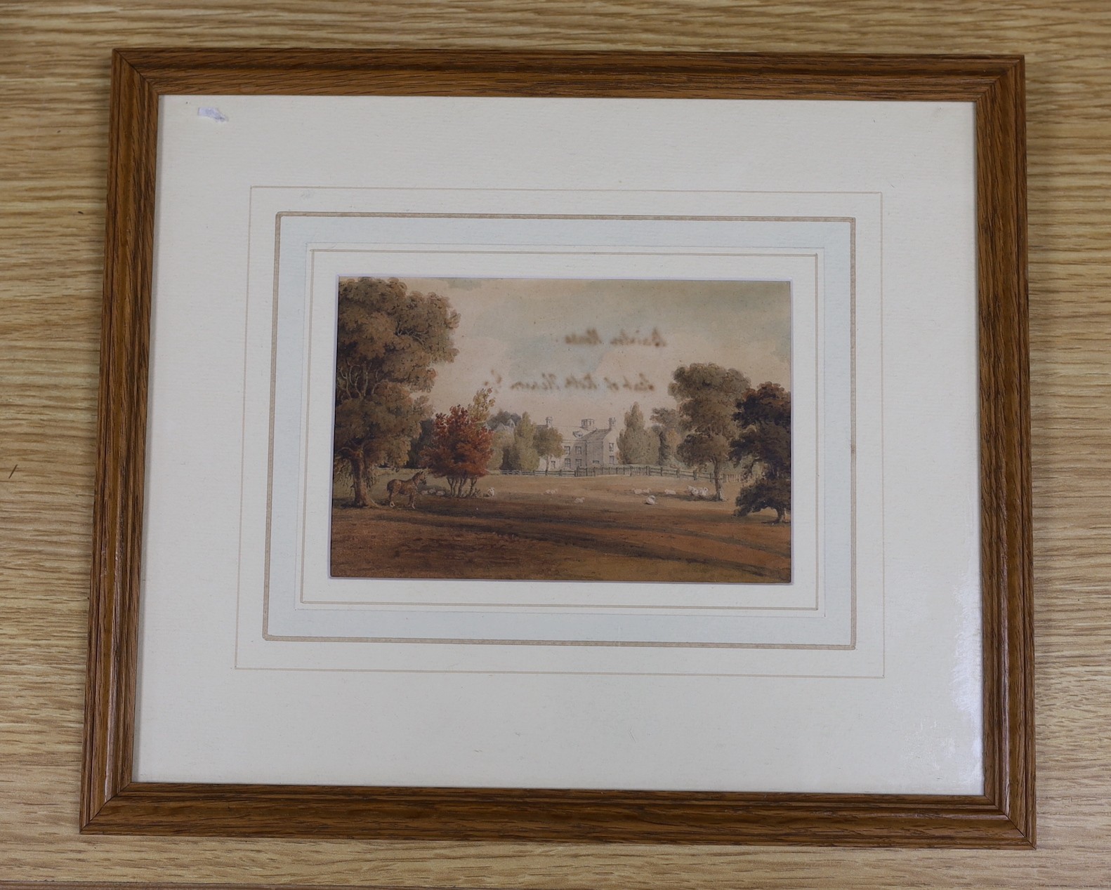 James Robert Thompson (19th C.), 'Bainton House, Cambridgeshire', pen and watercolour, signed and inscribed on verso, 10 x 15.25cm